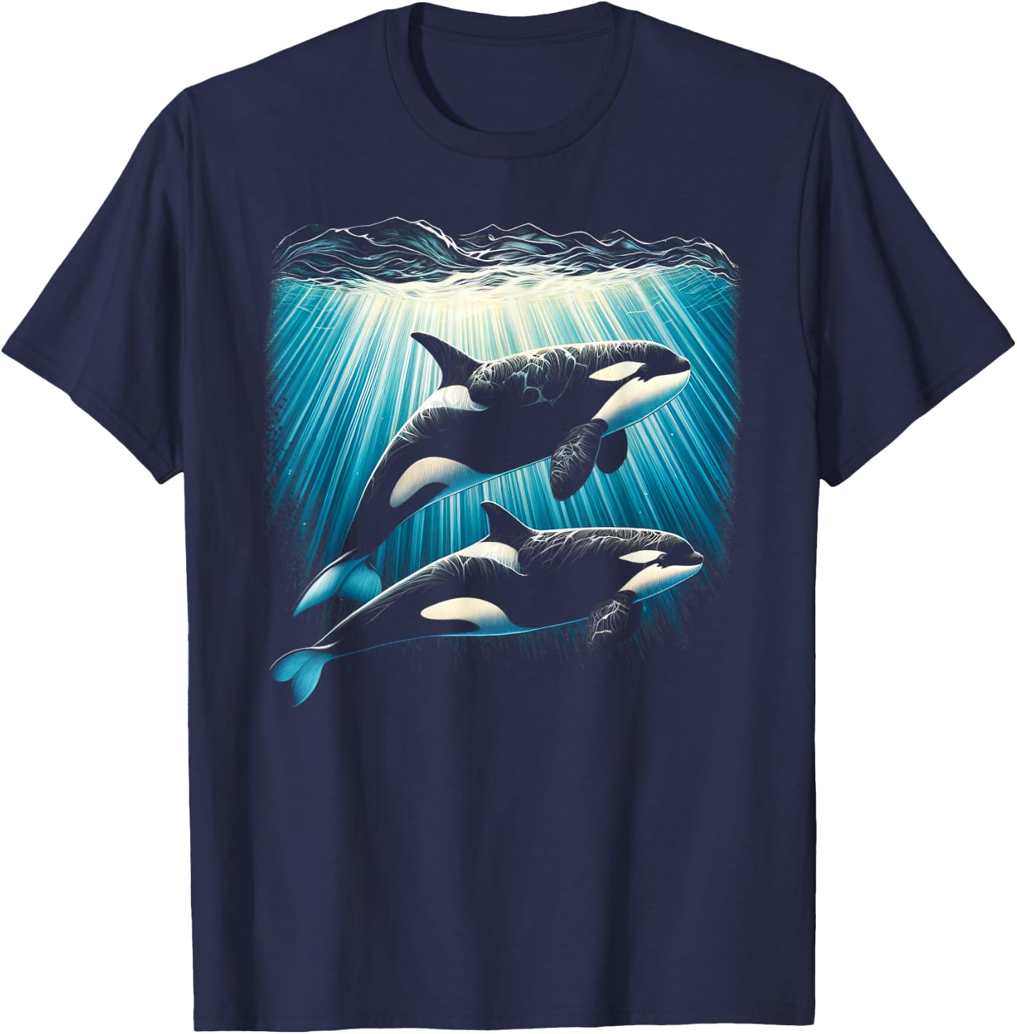 Orca Couple Underwater T-Shirt - T-Shirt | Navy