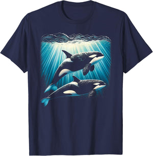 Orca Couple Underwater T-Shirt - T-Shirt | Navy