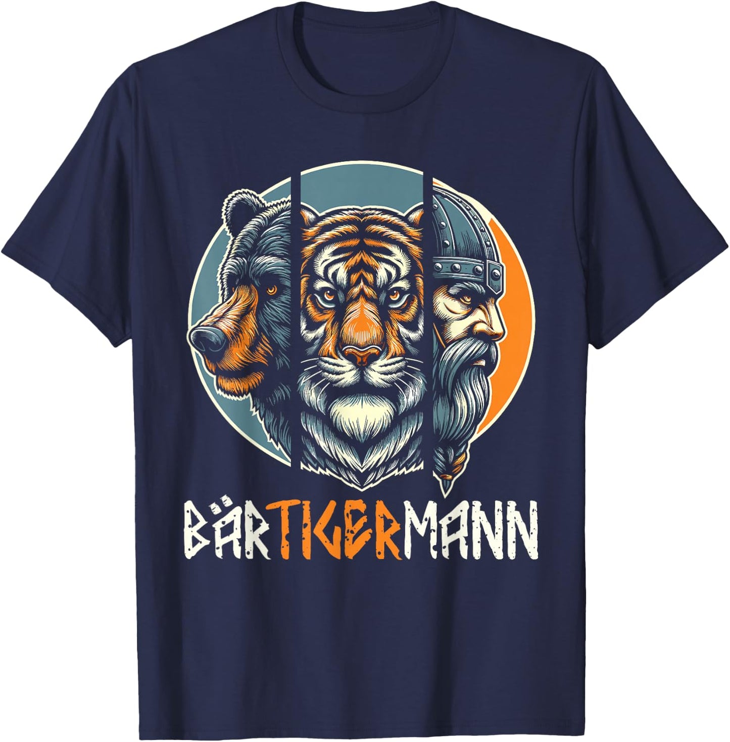 BÄRTIGERMANN Viking Beard Full Beard Tiger Man , black T-Shirt - T-Shirt | Navy