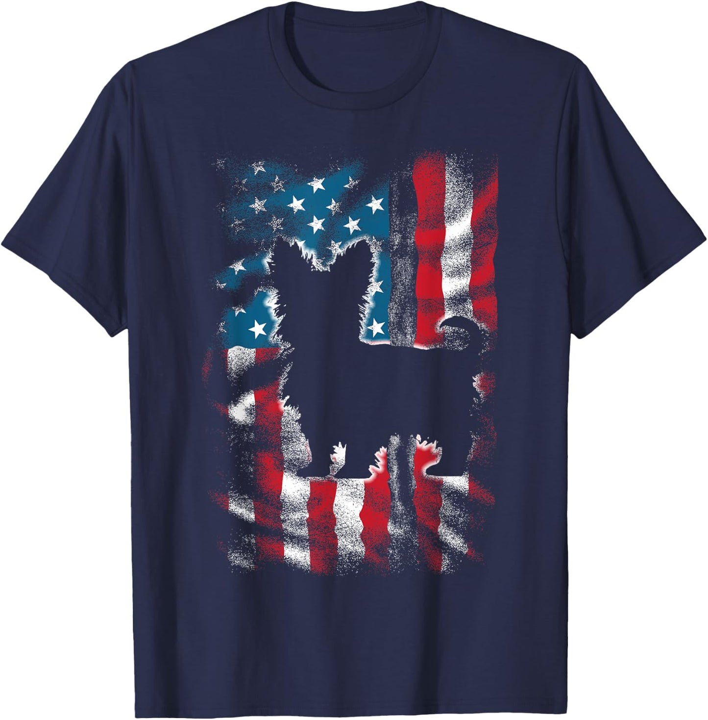 American Flag USA Patriot Yorkie Dad Mom Dog Lover Men Women Kids T-Shirt - T-Shirt | Navy