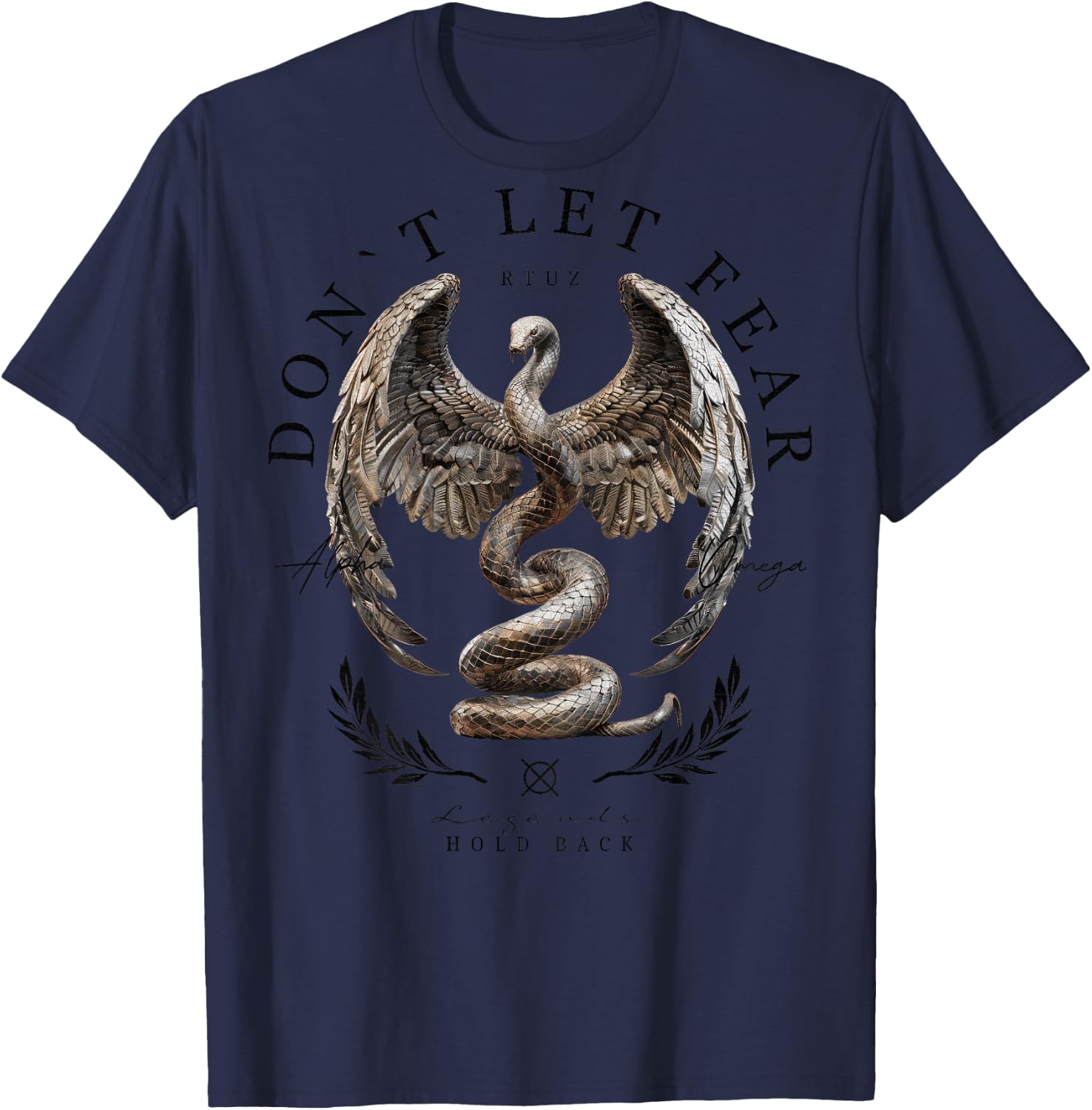 Hip Hop Vintage Edgy Snake Y2K Backprint Streetwear Schlange T-Shirt - T-Shirt | Navy