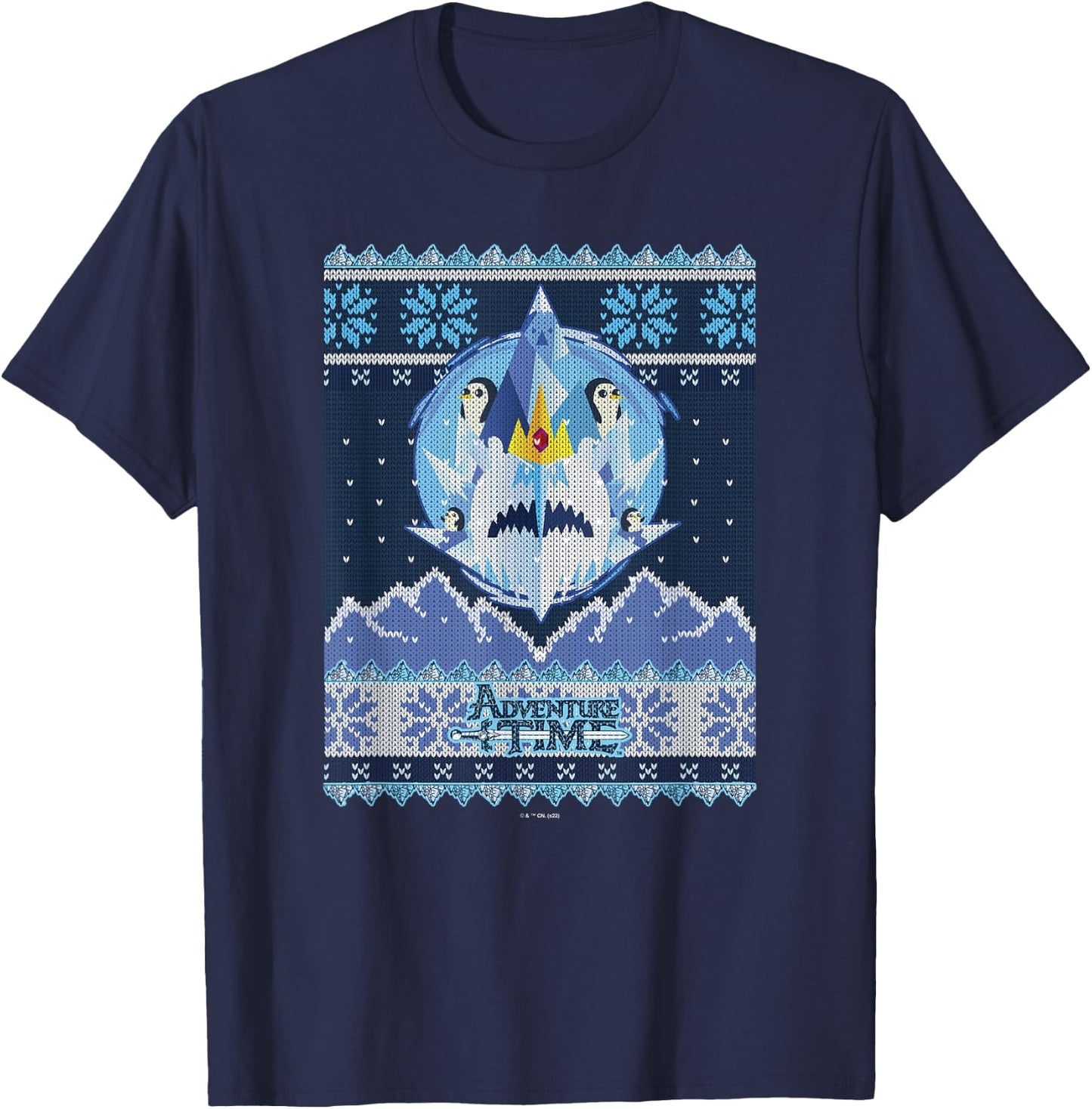 Adventure Time Christmas Ice King Ugly Sweater T-Shirt - T-Shirt | Navy