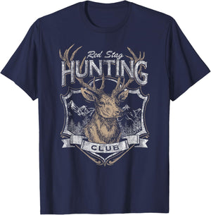 Red Stag Hunting Club Deer Outdoors Vintage T-Shirt - T-Shirt | Navy