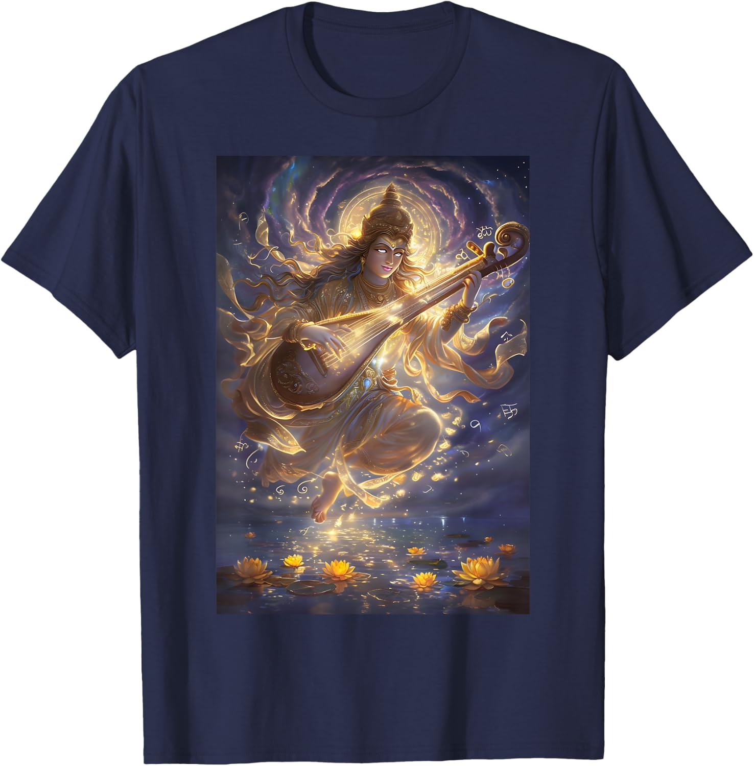 Saraswati Mythology India T-Shirt - T-Shirt | Navy