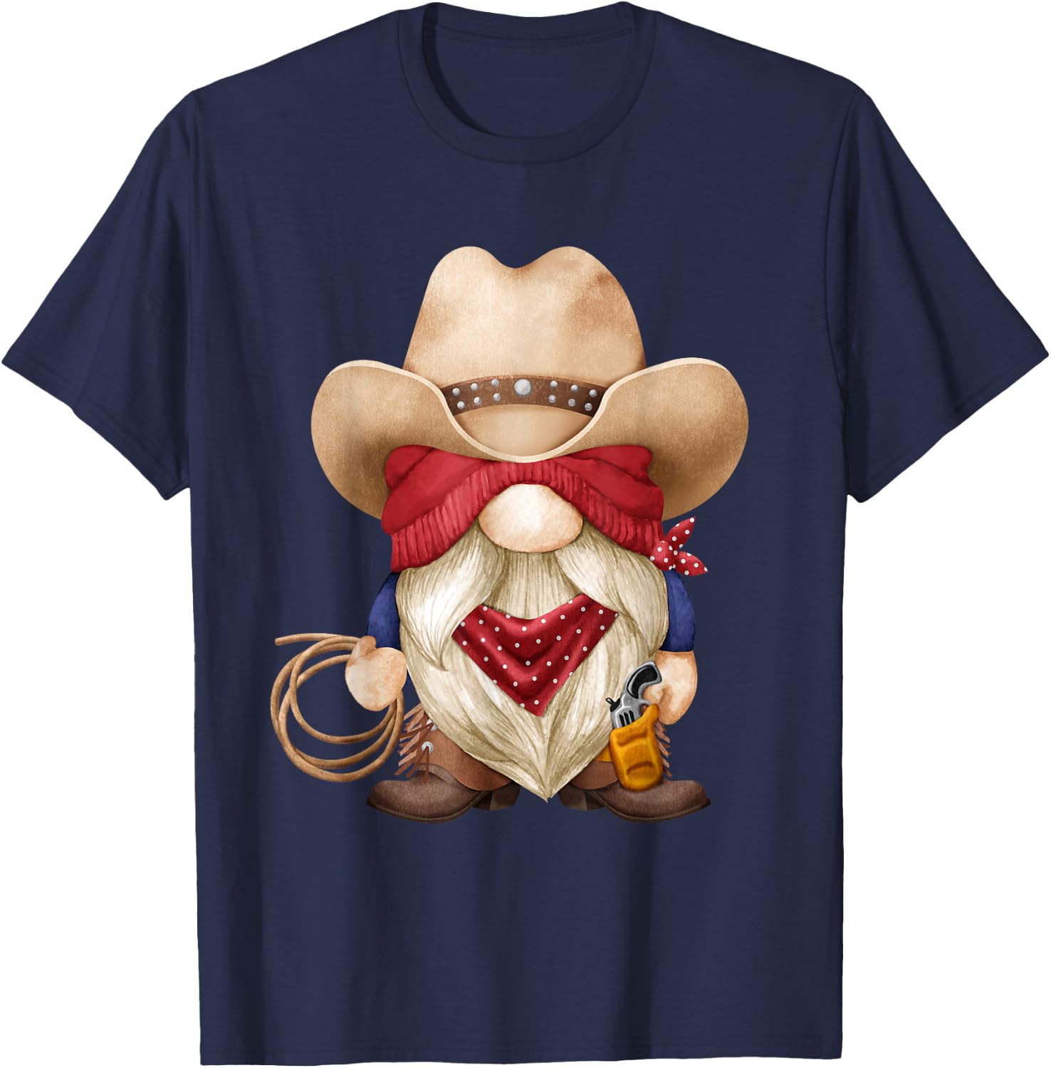 Cute Cowboy Grandpa With Western Decor For Farmer With Gnome T-Shirt - T-Shirt | Navy