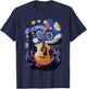Starry Night Inspired Acoustic Guitar Art T-Shirt - T-Shirt | Navy