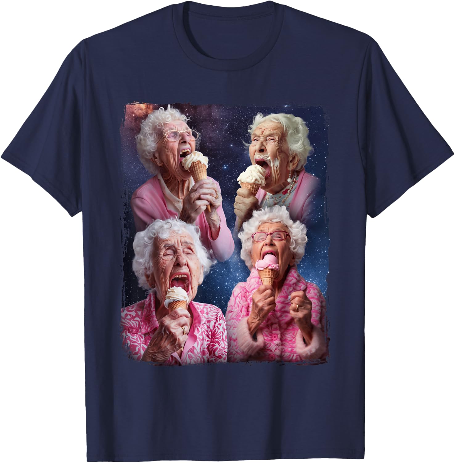 Grandma Licking Ice Cream T-Shirt - T-Shirt | Navy
