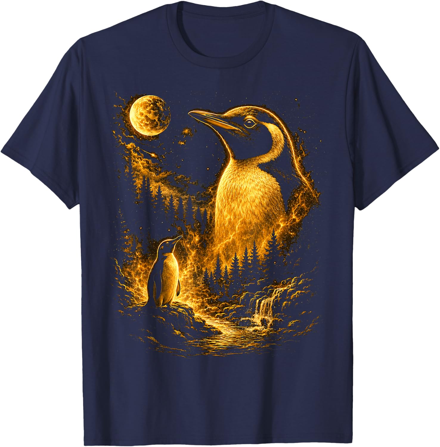 Cute Penguin Men Boys Vintage Nature T-Shirt - T-Shirt | Navy