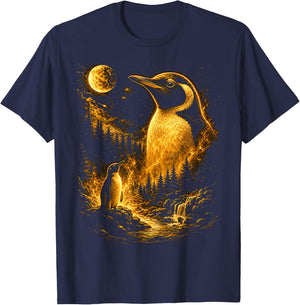 Cute Penguin Men Boys Vintage Nature T-Shirt - T-Shirt | Navy