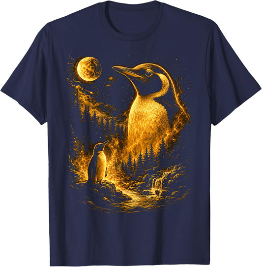 Cute Penguin Men Boys Vintage Nature T-Shirt - T-Shirt | Navy