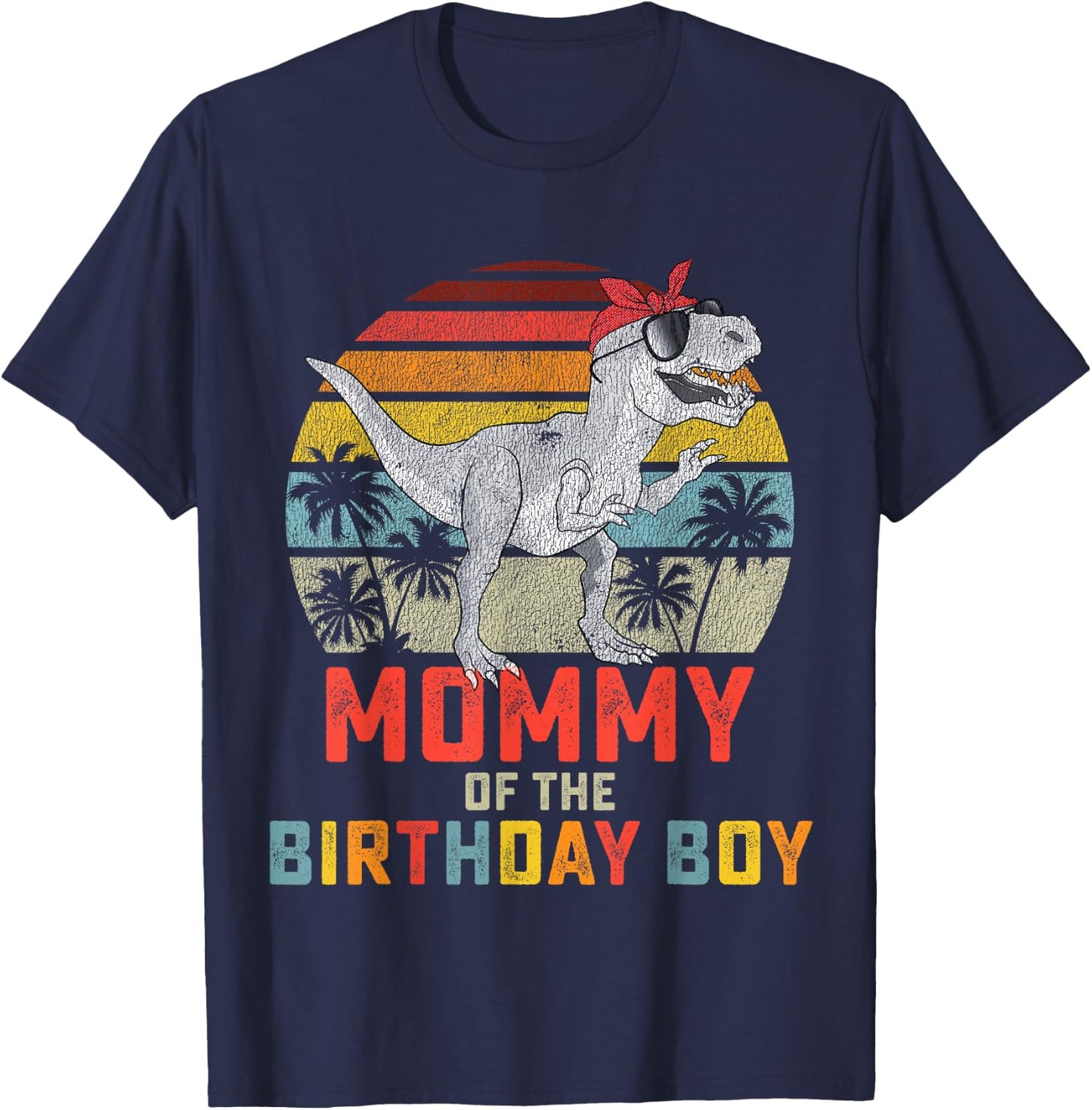 Mommy Dinosaur Birthday Boy Mom Matching Family Small T-Shirt - T-Shirt | Navy