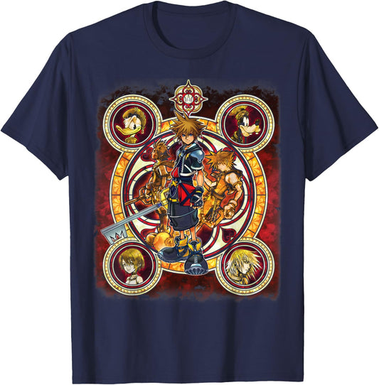Disney Kingdom Hearts Group Shot Circles T-Shirt - T-Shirt | Navy