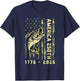 250 Years American 1776 2026 Fishing USA Flag Fish Lover T-Shirt - T-Shirt | Navy