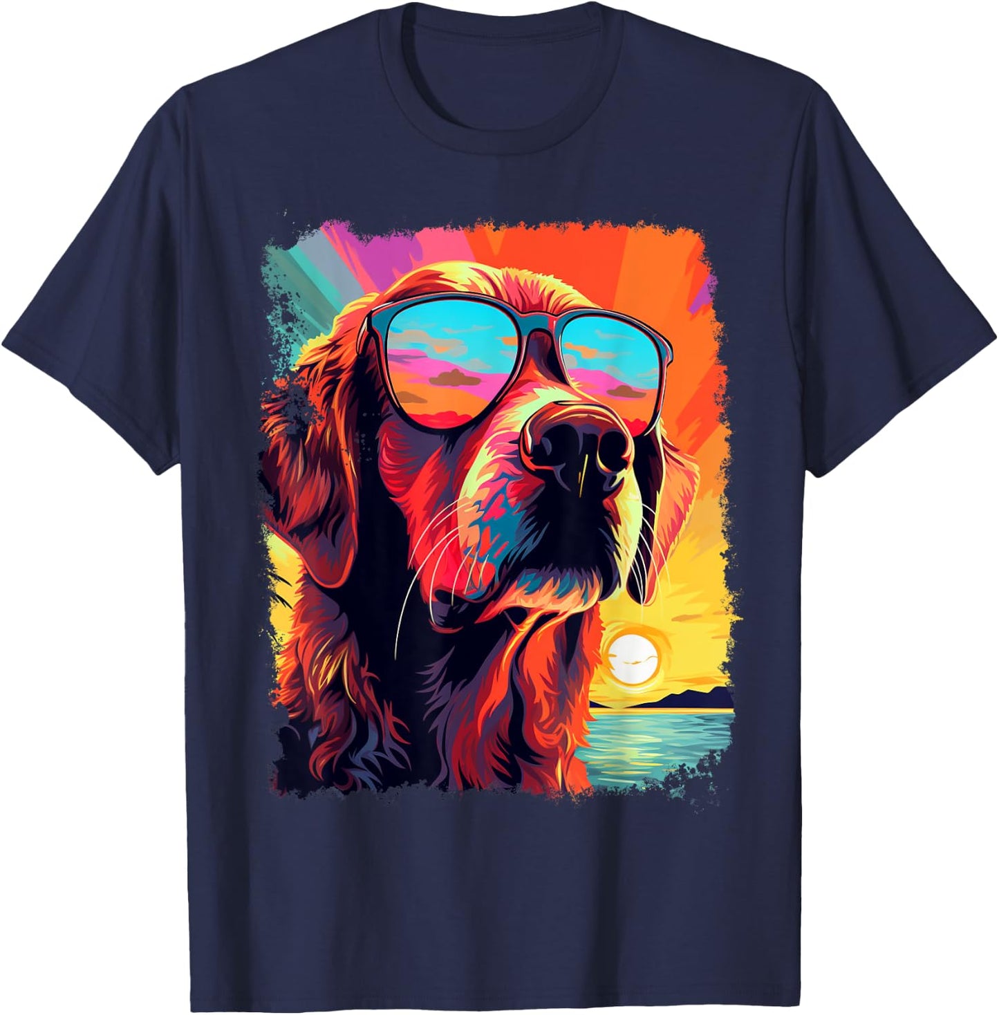 Golden Retriever Hawaiian T-Shirt - T-Shirt | Navy