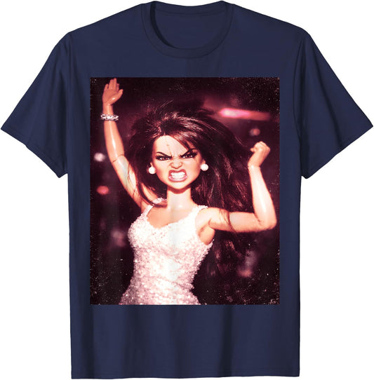 Angry Doll Girl Party Funny Doll Face Meme T-Shirt - T-Shirt | Navy