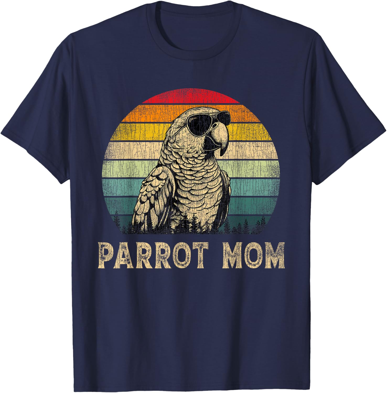 Vintage Parrot Mom Parrot Lovers Mommy Mother's Day T-Shirt - T-Shirt | Navy