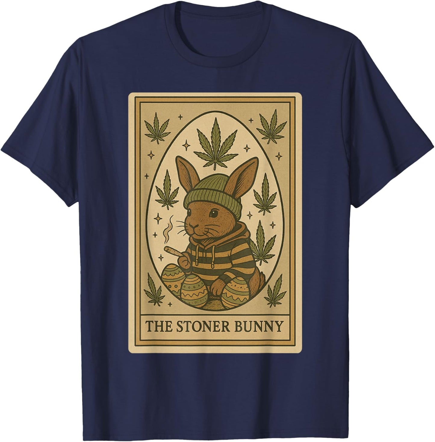 The Stoner Bunny Card 420 Weedster Easter Day Funny 2025 T-Shirt - T-Shirt | Navy