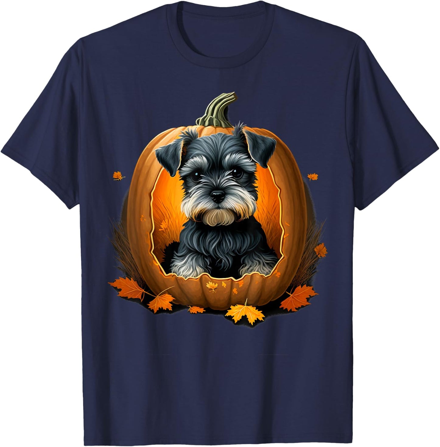 Dwarf Schnauzer costume on Miniature Schnauzer Halloween T-Shirt - T-Shirt | Navy