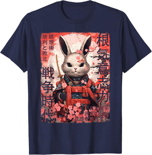 Samurai Bunny Warrior Japanese Ninja Bunny Kawaii T-Shirt - T-Shirt | Navy