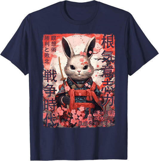 Samurai Bunny Warrior Japanese Ninja Bunny Kawaii T-Shirt - T-Shirt | Navy