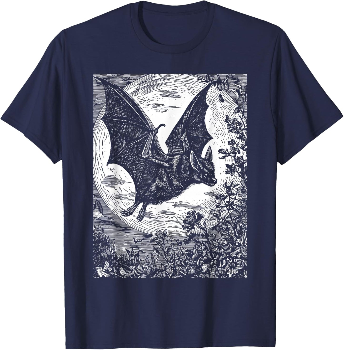 Medieval Bat | Gothic Pastel Goth Witch Dark Academia T-Shirt - T-Shirt | Navy