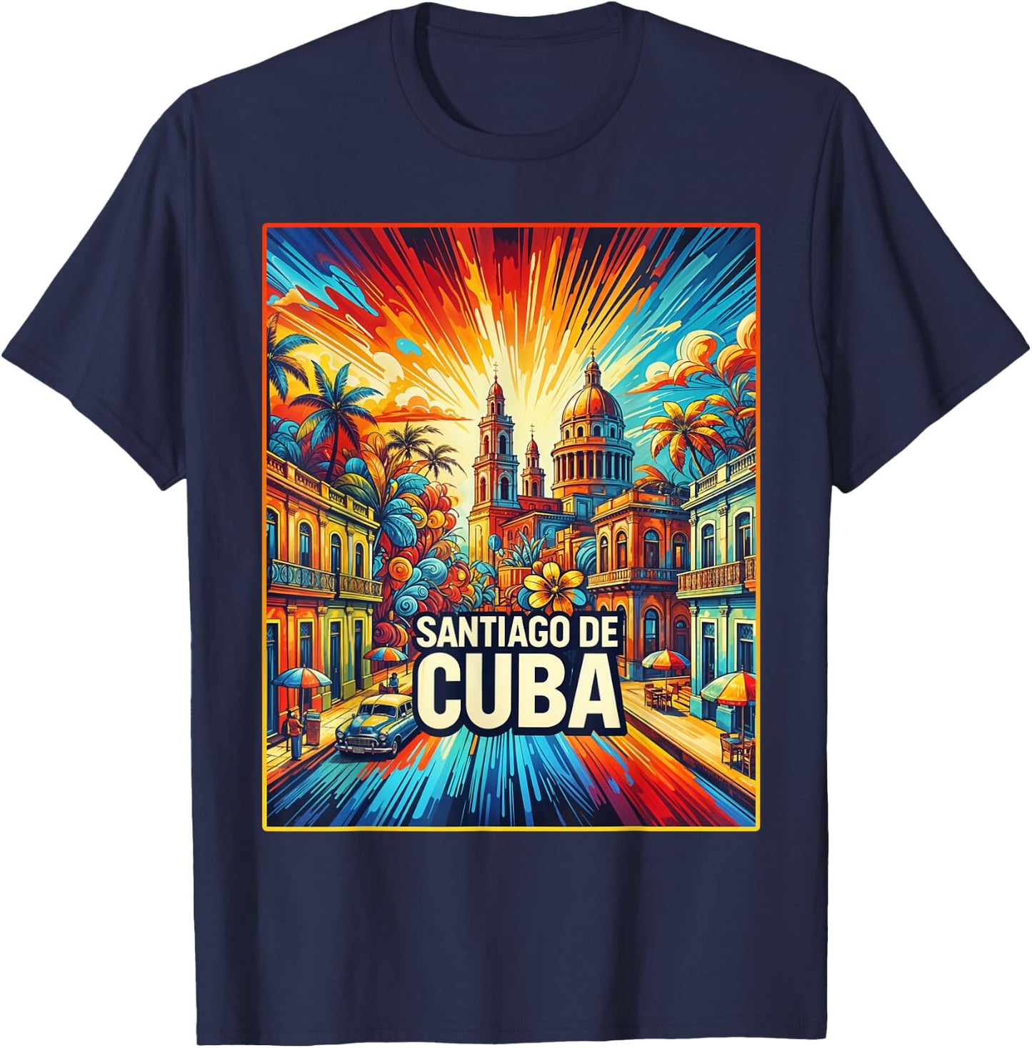 Santiago De Cuba Family Travel Shirt Vintage Retro City Travel T-Shirt - T-Shirt | Navy