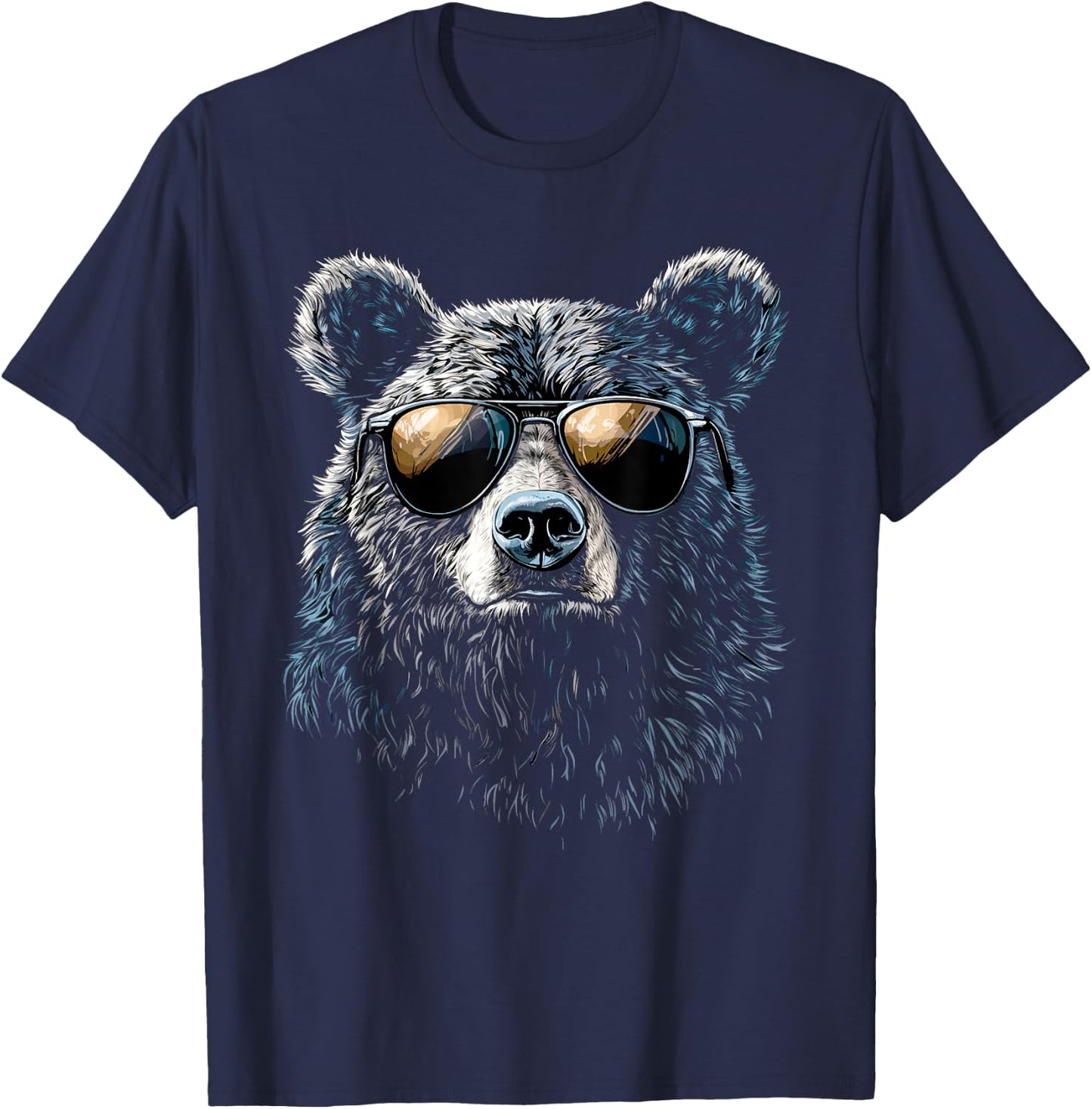 Cool Bear Portrait with Sunglasses Illustration Bear , black T-Shirt - T-Shirt | Navy