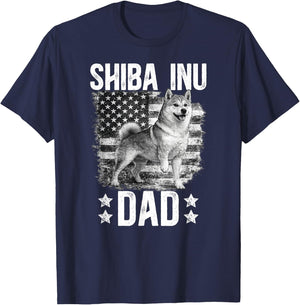 Shiba Inu Dad US Flag Shiba Inu Owner Shiba Inu Lover T-Shirt - T-Shirt | Navy