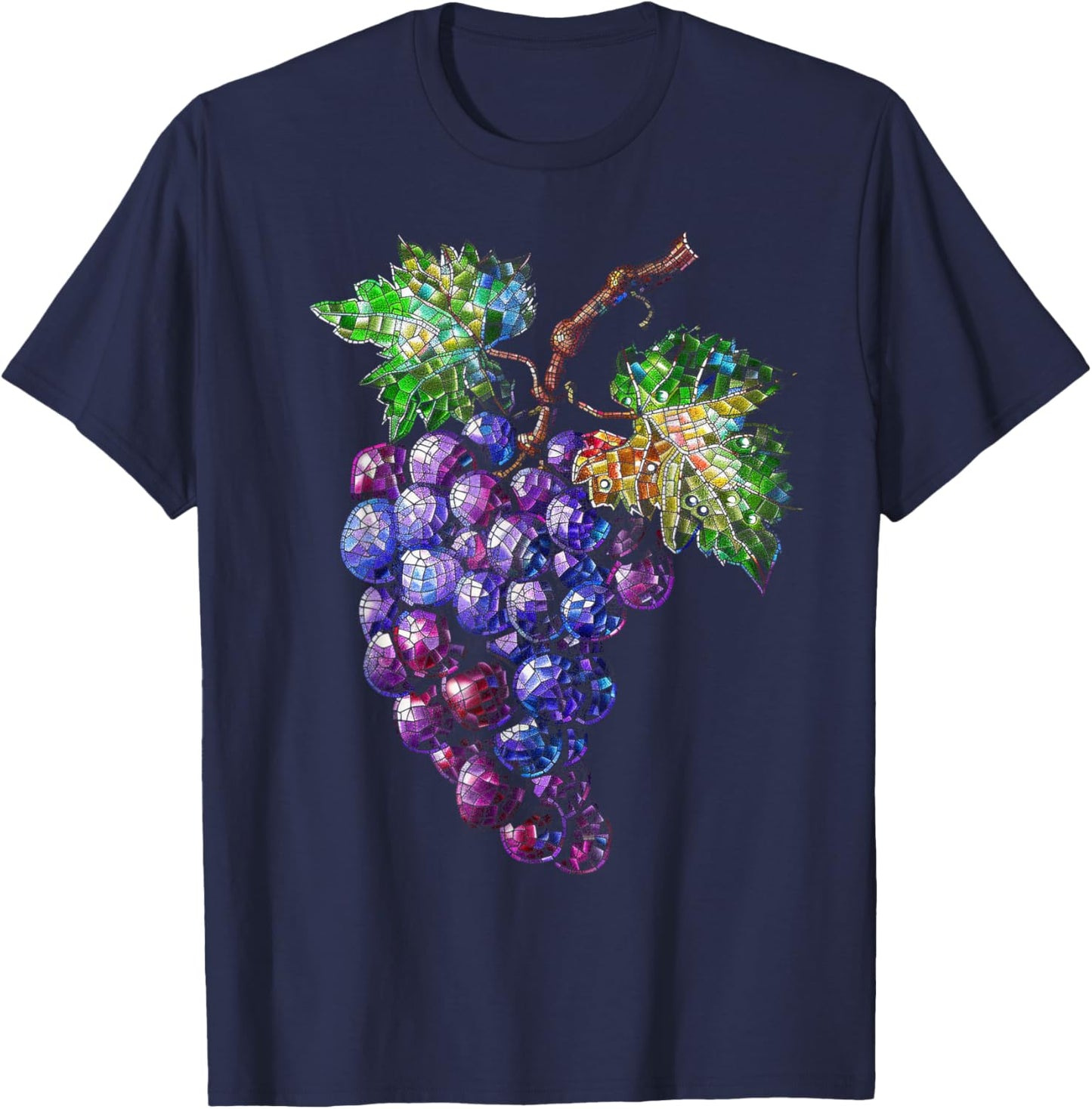 Mosaic Grapes Pixel , black T-Shirt - T-Shirt | Navy
