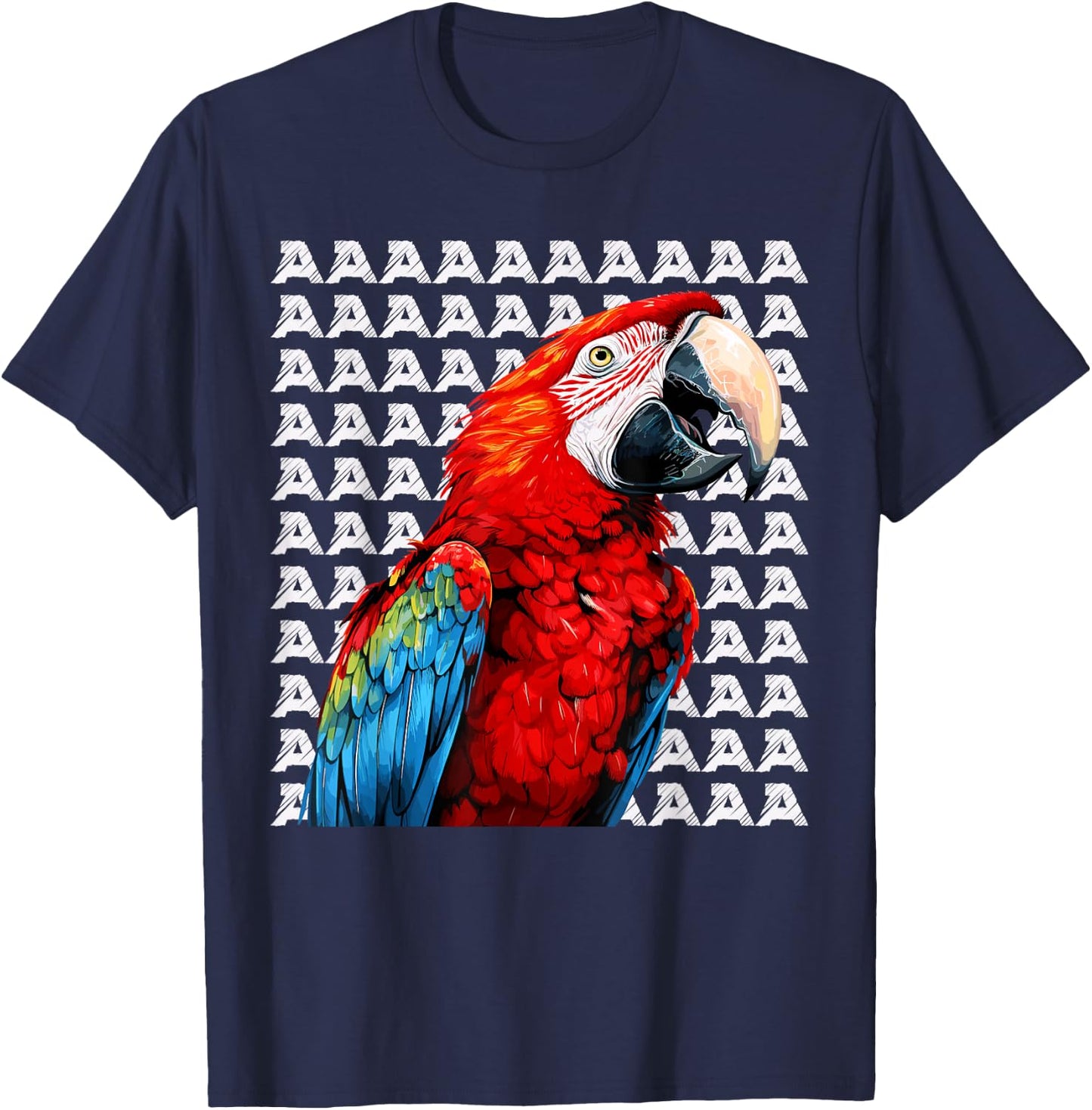 Macaw Parrot, Scarlet Macaw Screaming, Funny Macaw T-Shirt - T-Shirt | Navy