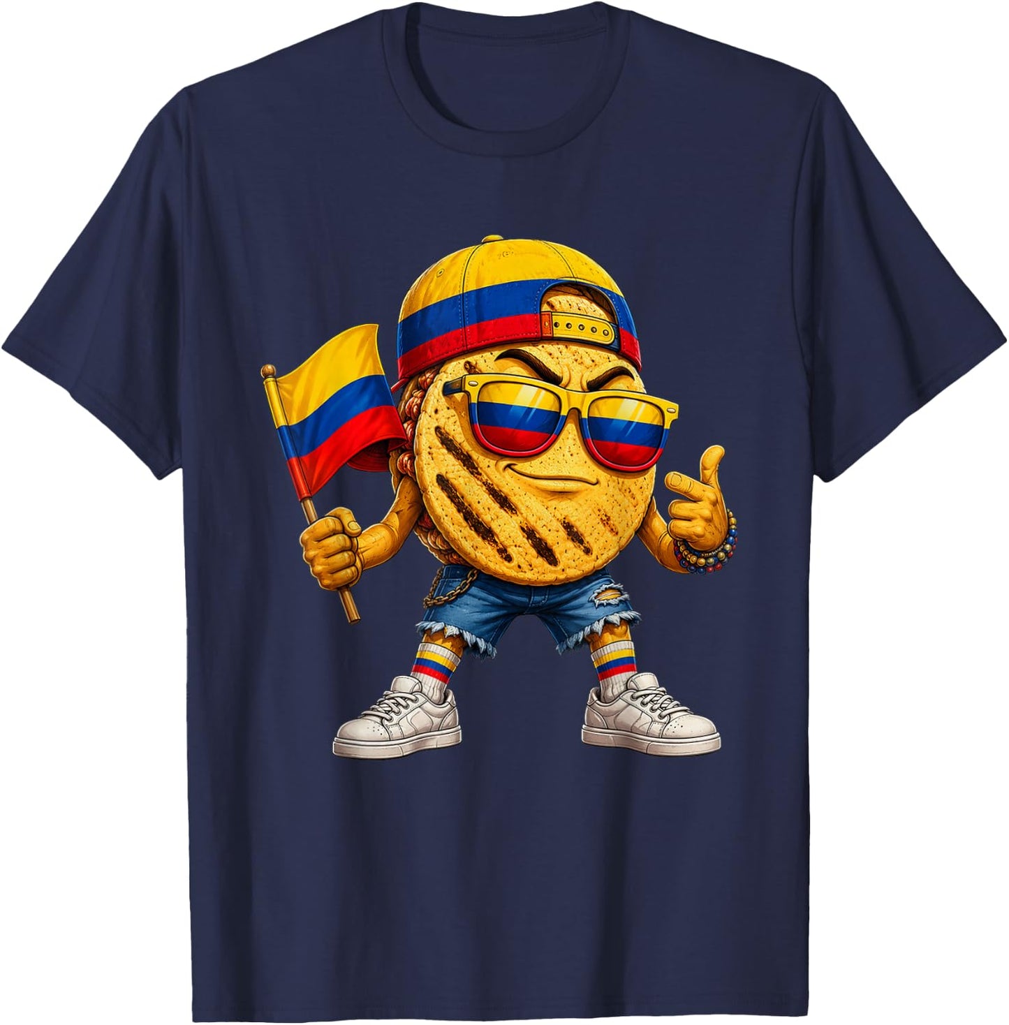 Colombia National Pride Colombia Arepa Flag T-Shirt - T-Shirt | Navy