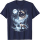Siamese Cat Howling at Moon 90's Retro T-Shirt - T-Shirt | Navy