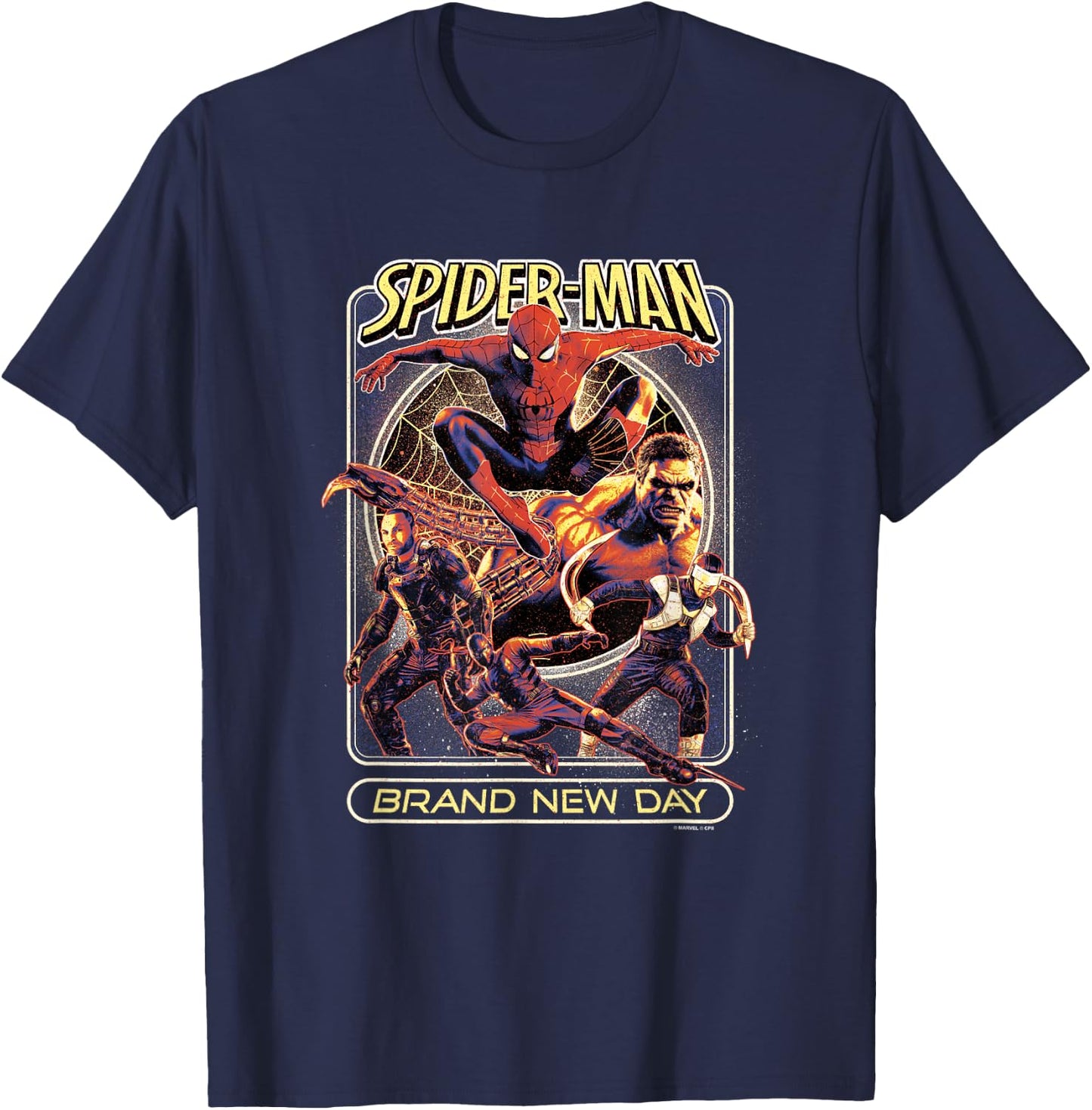 Marvel Spider-Man: New Day Vintage Style Movie Poster T-Shirt - T-Shirt | Navy