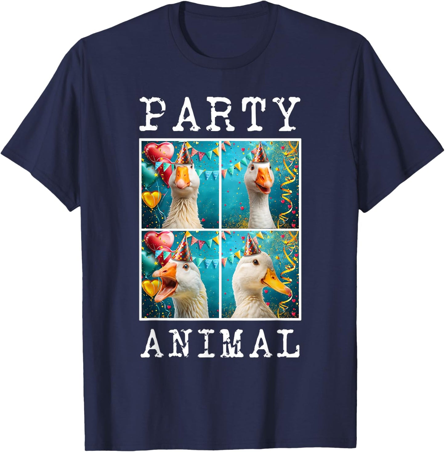 Ducks Face Colorful Farm Animal Party Hat Funny Duck Farming T-Shirt - T-Shirt | Navy