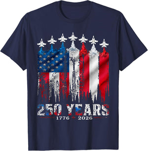 4th of July USA Flag 1776-2026 250 Years Anniversary T-Shirt - T-Shirt | Navy