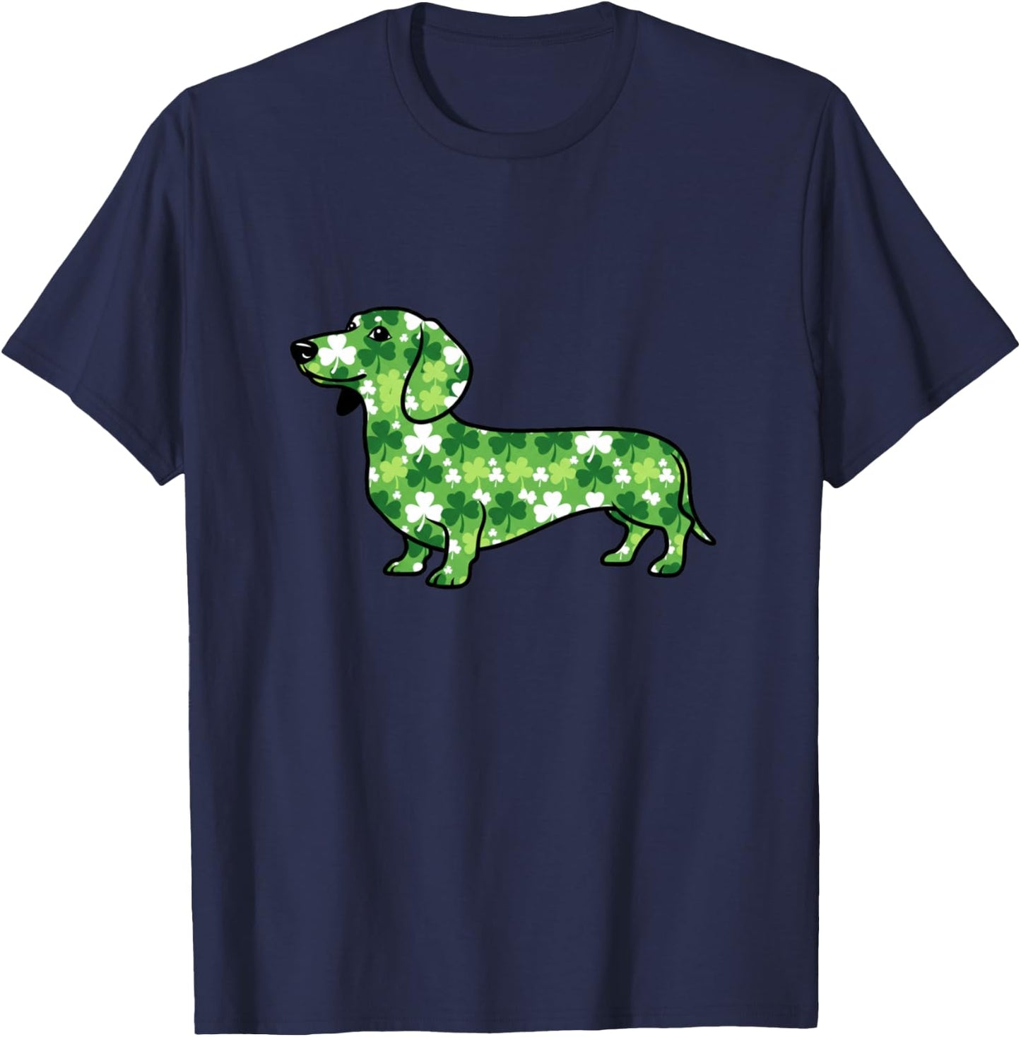 Dachshund Shamrock St Patricks Day Funny Dog T-Shirt - T-Shirt | Navy