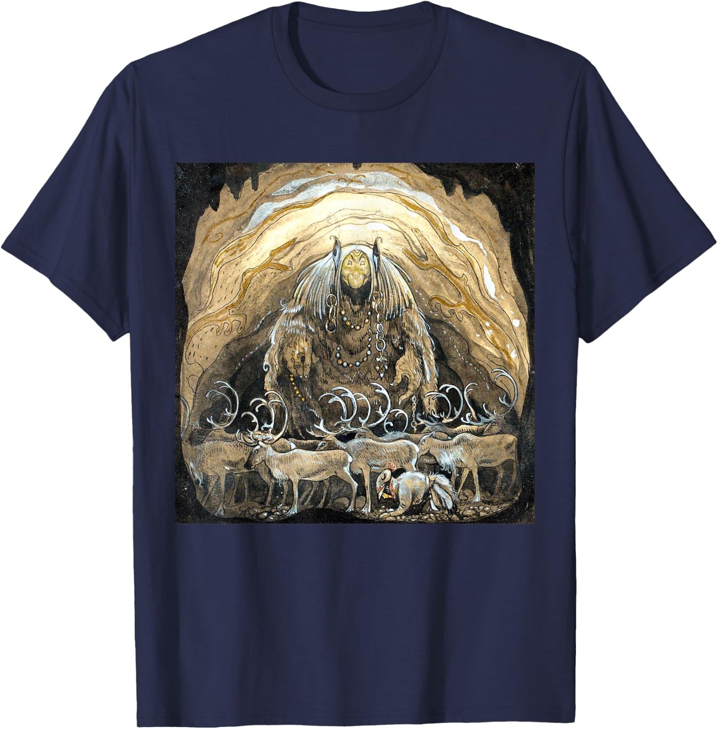 The Yule Goat John Bauer Swedish Folklore Fairy Tale T-Shirt - T-Shirt | Navy