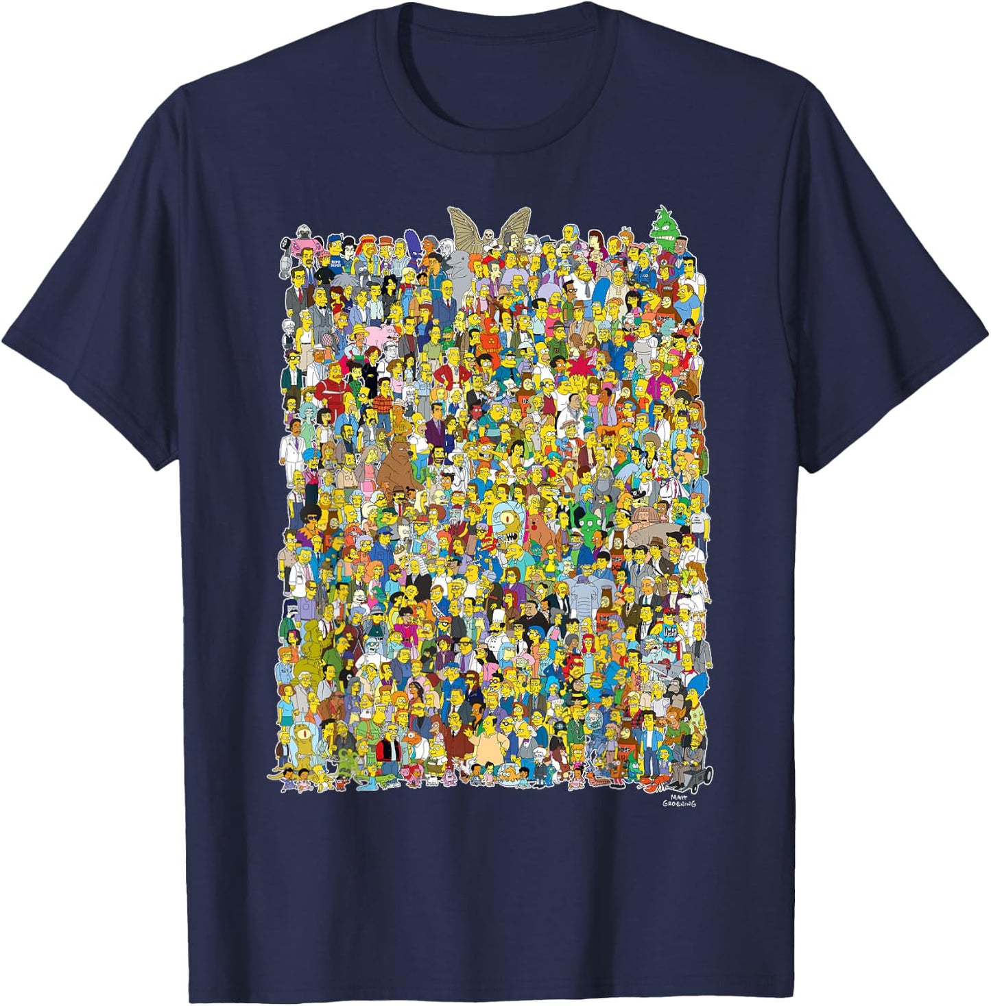 The Simpsons All of Springfield Complete Cast of Characters T-Shirt - T-Shirt | Navy