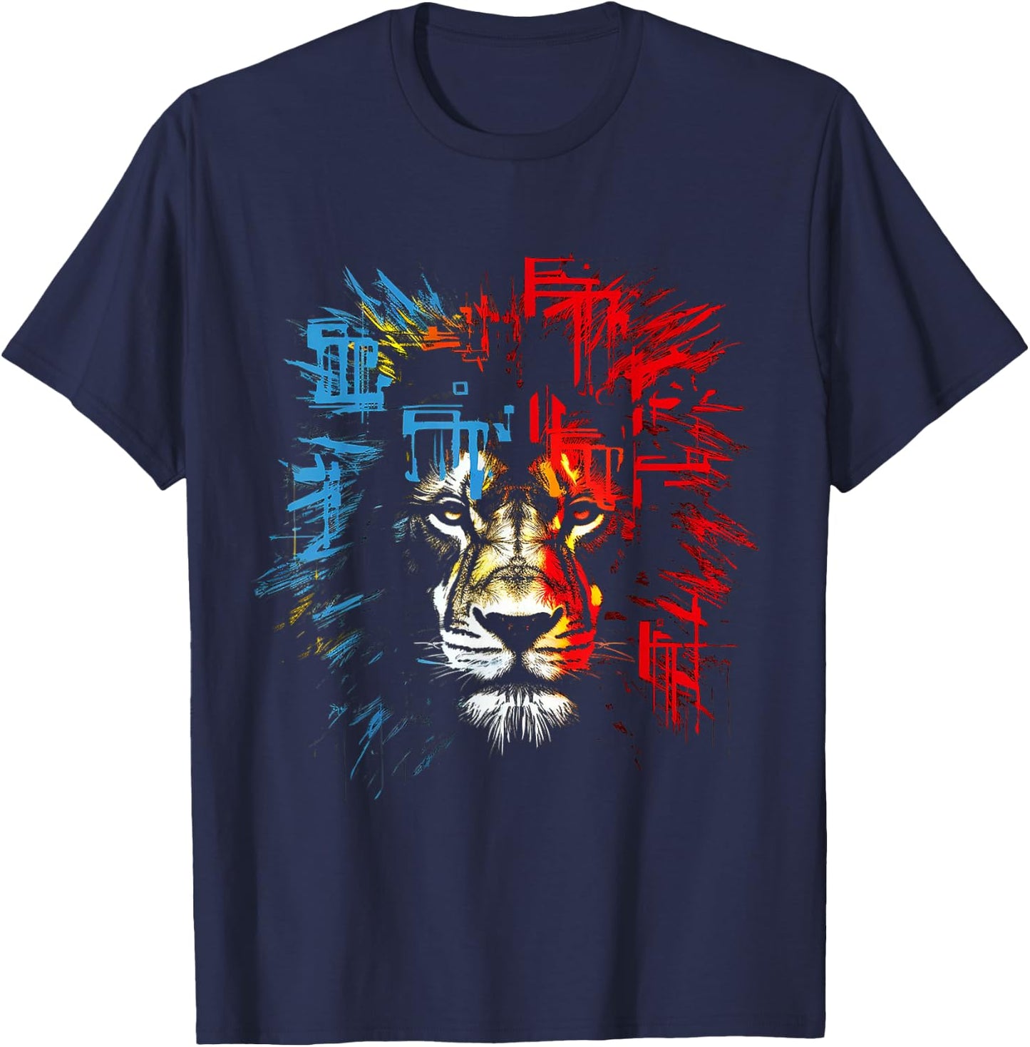 Löwe Zeichnung Abstrakt Tierliebhaber Grafik Löwe T-Shirt - T-Shirt | Navy