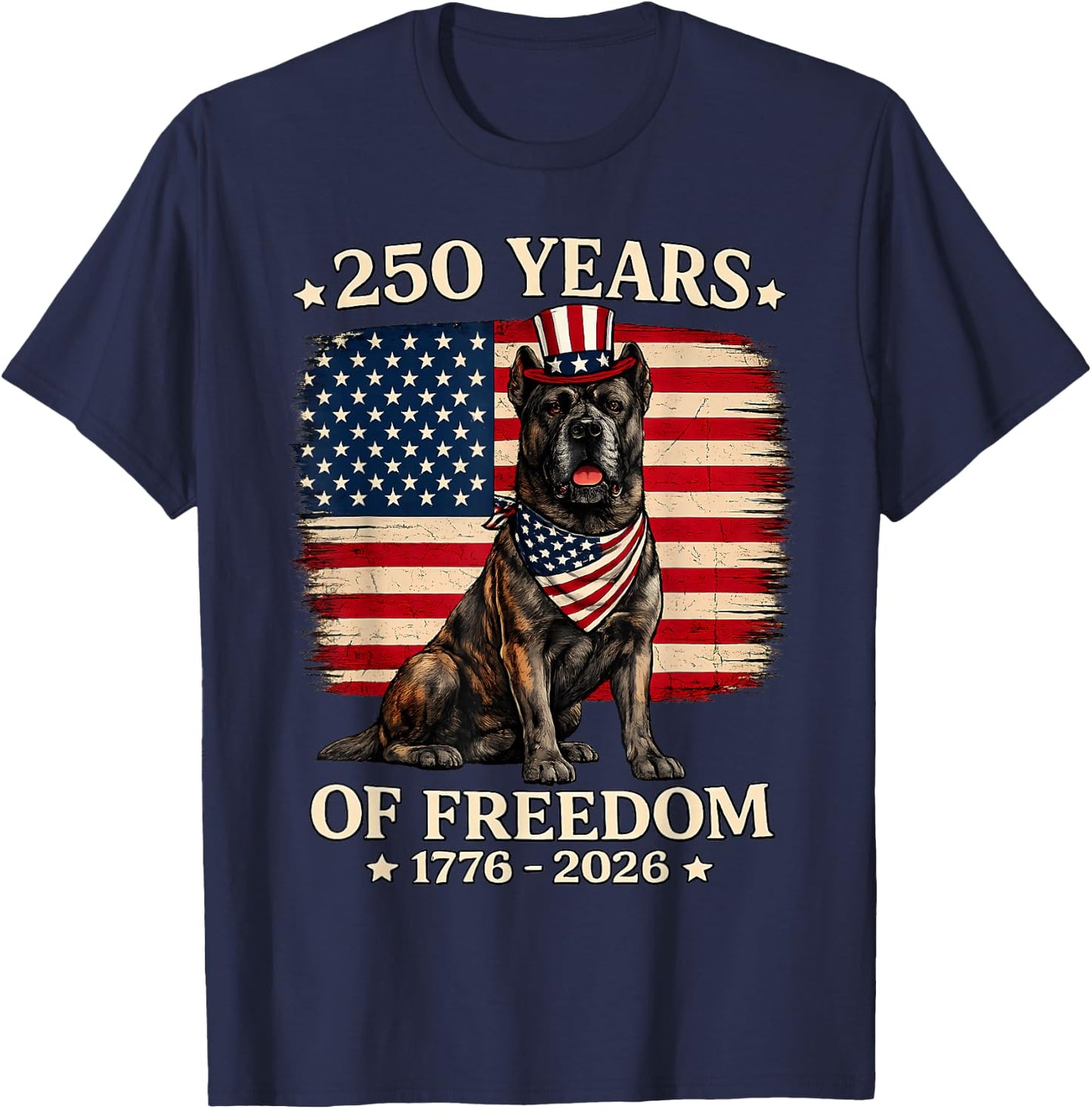 Cane Corso Dog 250 Years of Freedom USA Flag 4th July T-Shirt - T-Shirt | Navy