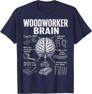 Woodworker Brain Funny Carpenter Woodworking T-Shirt - T-Shirt | Navy