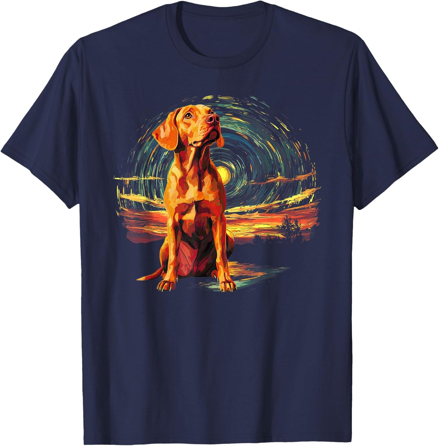 Dog Lovers Starry Night Vizsla Father's day T-Shirt - T-Shirt | Navy
