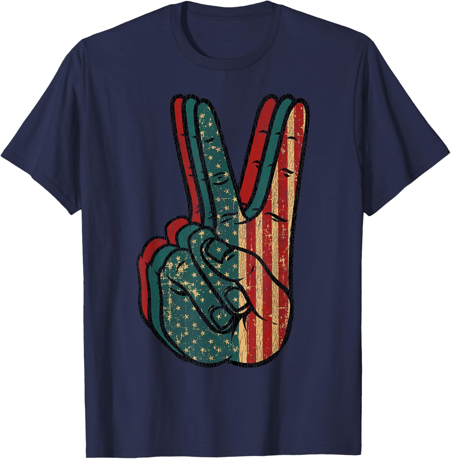 Retro Peace Vintage 60's 70's Hippie Gift T-Shirt - T-Shirt | Navy