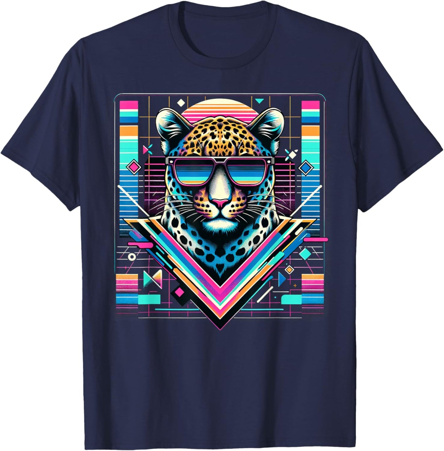 Men's Women's and Children's Vintage Retro Leopard Lover , black T-Shirt - T-Shirt | Navy