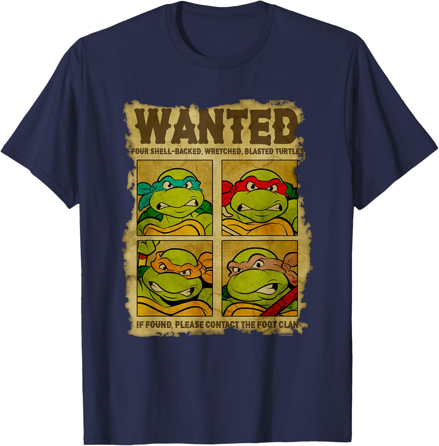 Teenage Mutant Ninja Turtles Wanted Poster T-Shirt - T-Shirt | Navy