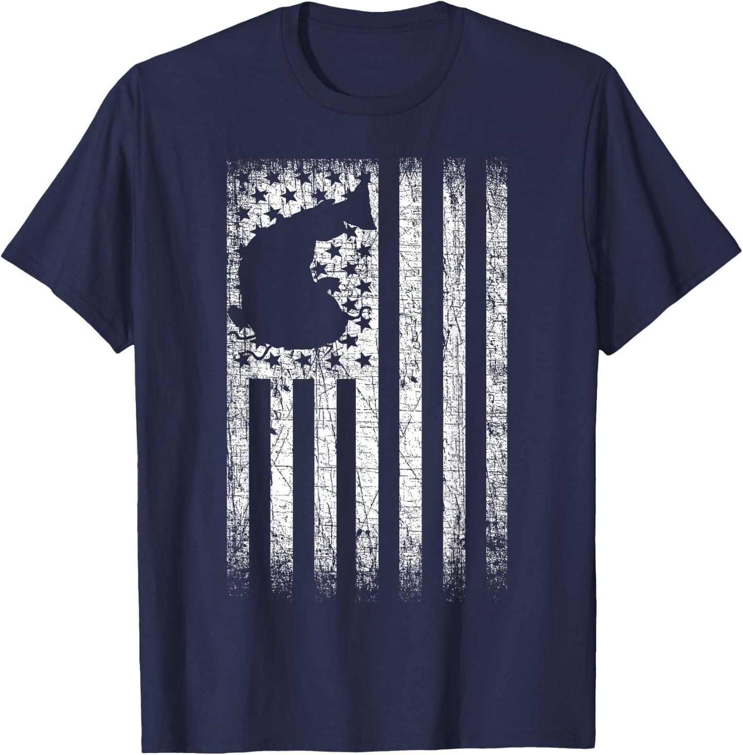 Catfishing American Flag - Catfish Angler Fisherman T-Shirt - T-Shirt | Navy