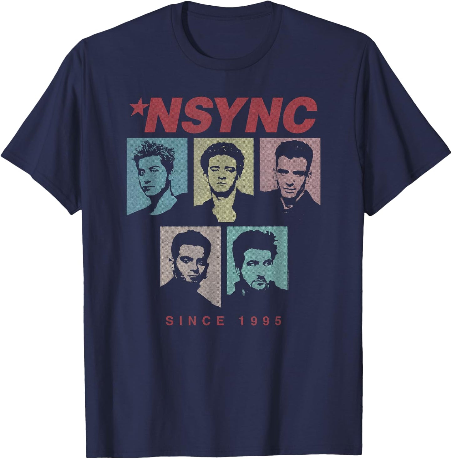 NSYNC Offiziell seit 1995 in Schwarz, -Erwachsene, -Kinder, Klassisch, Kurzarm, Einfarbig, Small, Standardlänge, Imported T-Shirt - T-Shirt | Navy