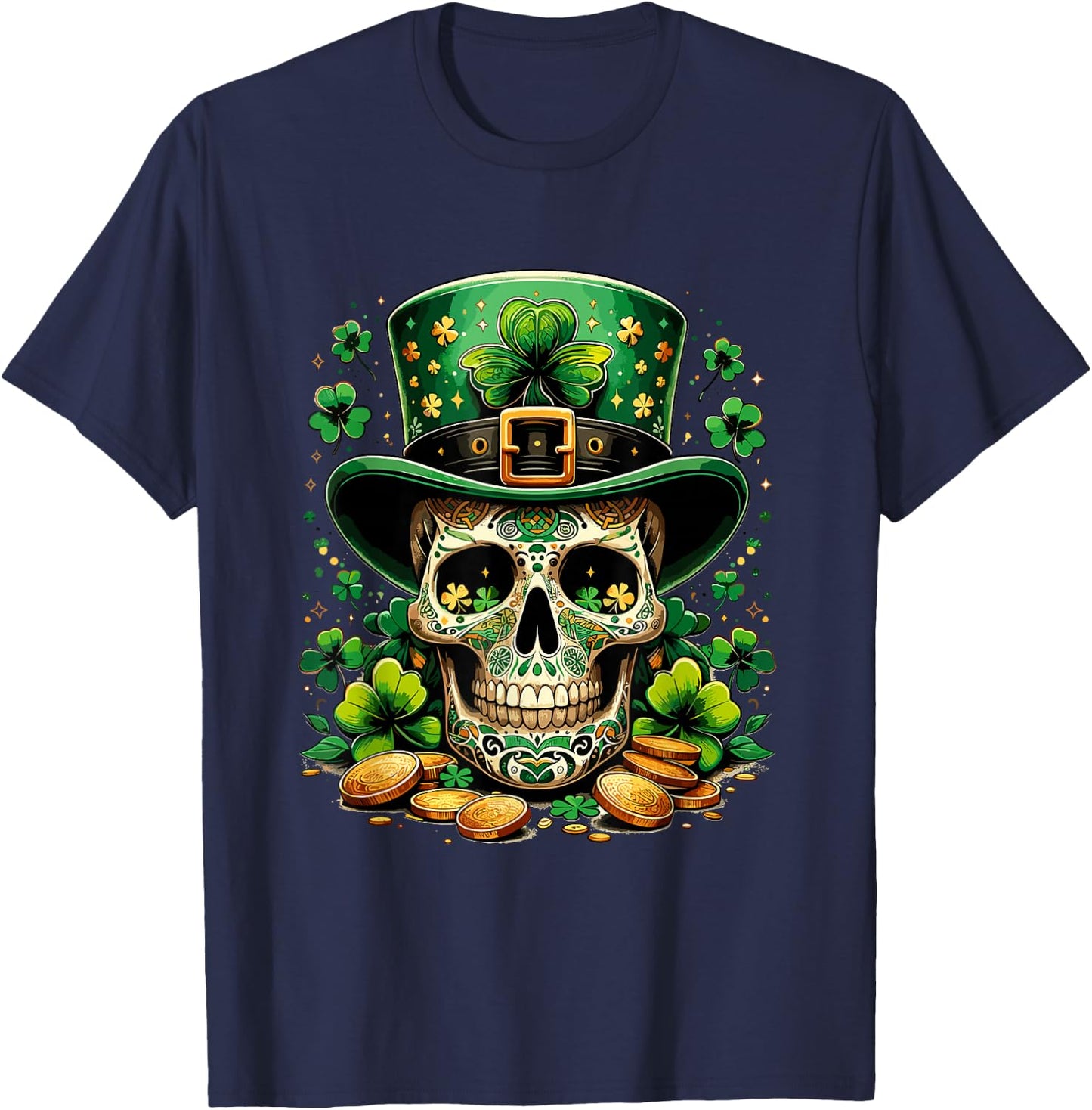 Goblin Skull St Patricks Day Shenanigans Saint Patrick , black, S T-Shirt - T-Shirt | Navy