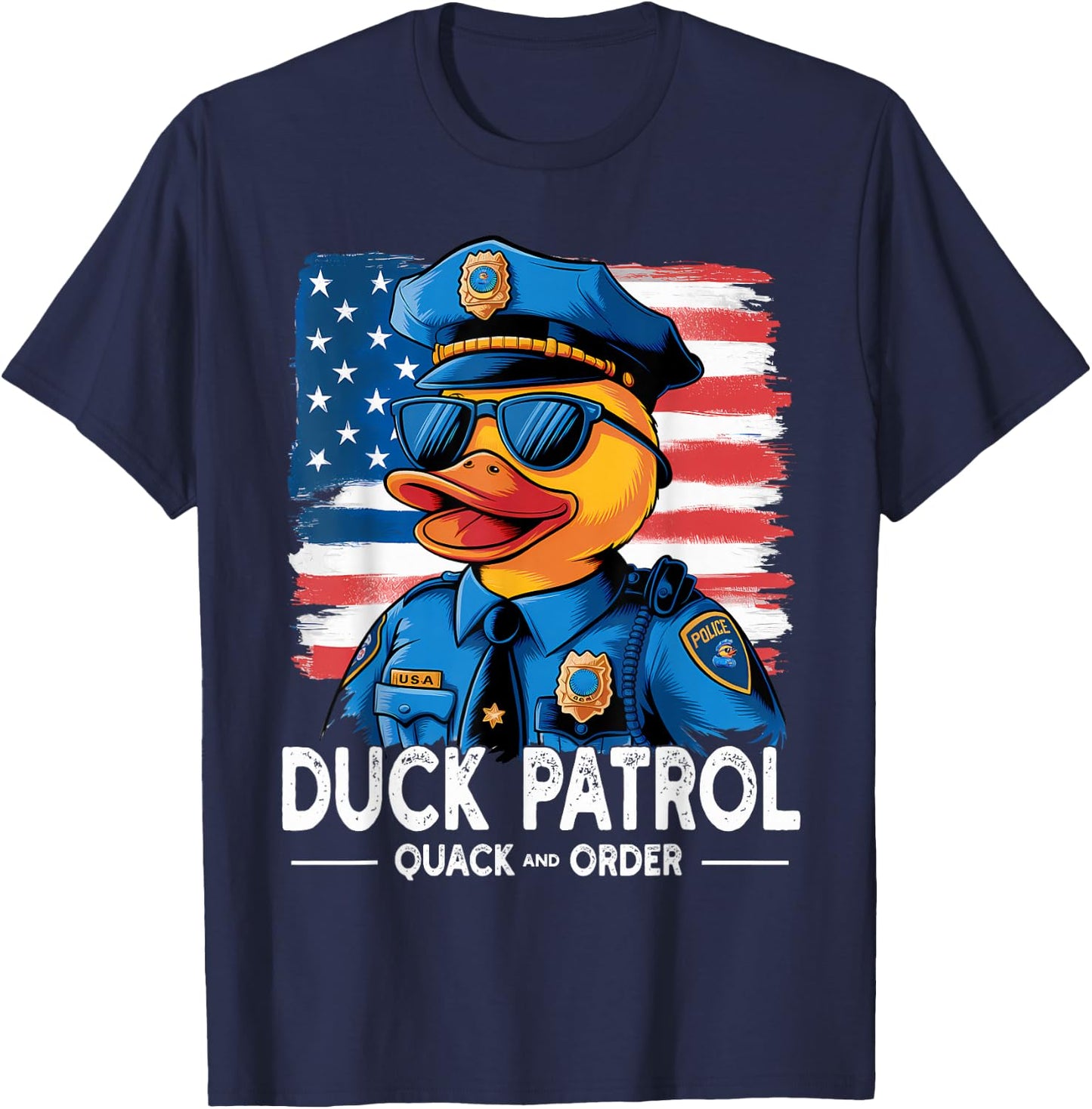 Duck Patrol Funny Police Duck T-Shirt - T-Shirt | Navy