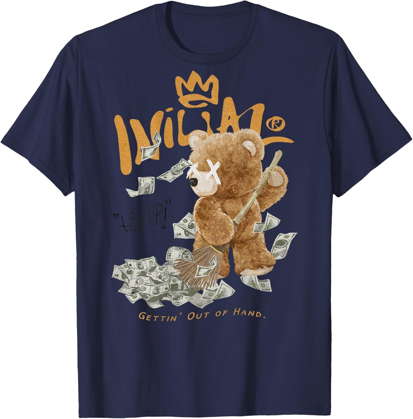 Back Print Y2K Streetwear Women's Clothing Men Teddy Bear T-Shirt - T-Shirt | Navy